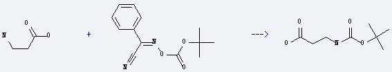 Boc-b-Ala-OH is prepared by reaction of b-alanine with Boc-on.